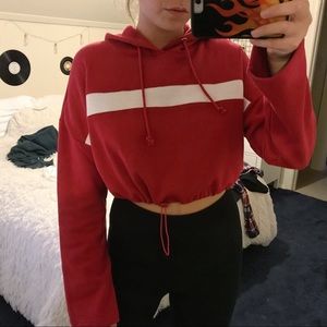 Red Cropped Sweatshirt